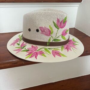 Unique, hand painted summer, beach, festival hat 🌸